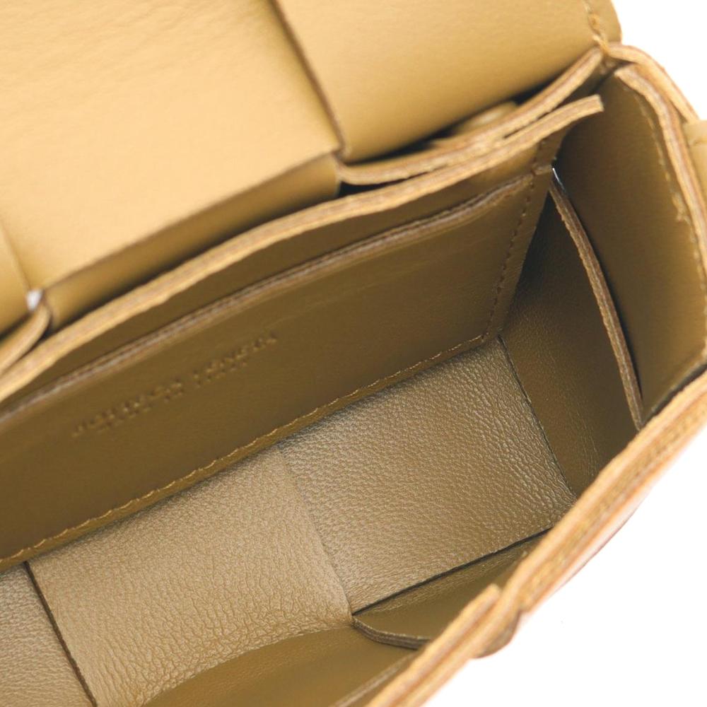 Bottega Veneta AB Bottega Veneta Brown Camel Nappa Leather Leather Candy Nappa Intrecciato Cassette Crossbody Italy