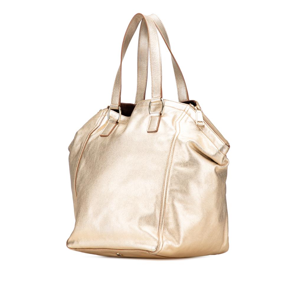 Saint Laurent B Saint Laurent Gold Calf Leather Medium Downtown Tote Italy
