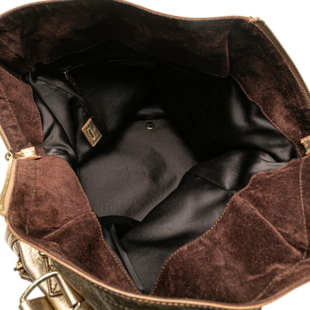 Saint Laurent B Saint Laurent Gold Calf Leather Medium Downtown Tote Italy