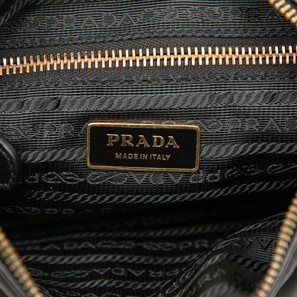 Prada B Prada Black Nylon Fabric Tessuto Zip Top Crossbody Italy