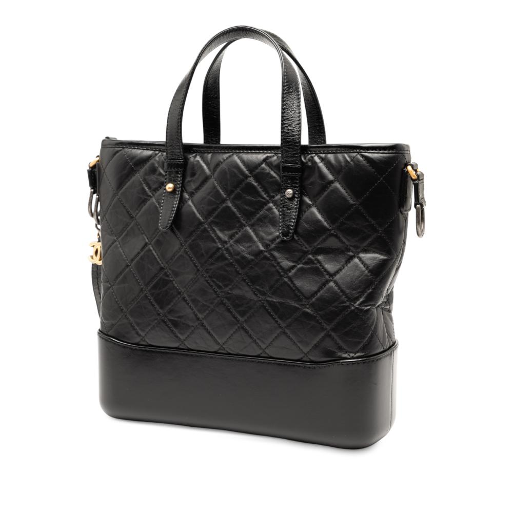Chanel AB Chanel Black Calf Leather Medium Quilted skin Gabrielle Shopping Satchel Italy