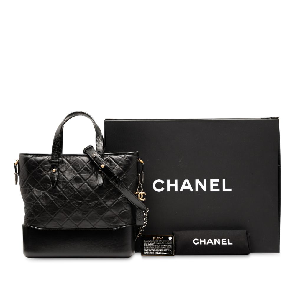 Chanel AB Chanel Black Calf Leather Medium Quilted skin Gabrielle Shopping Satchel Italy