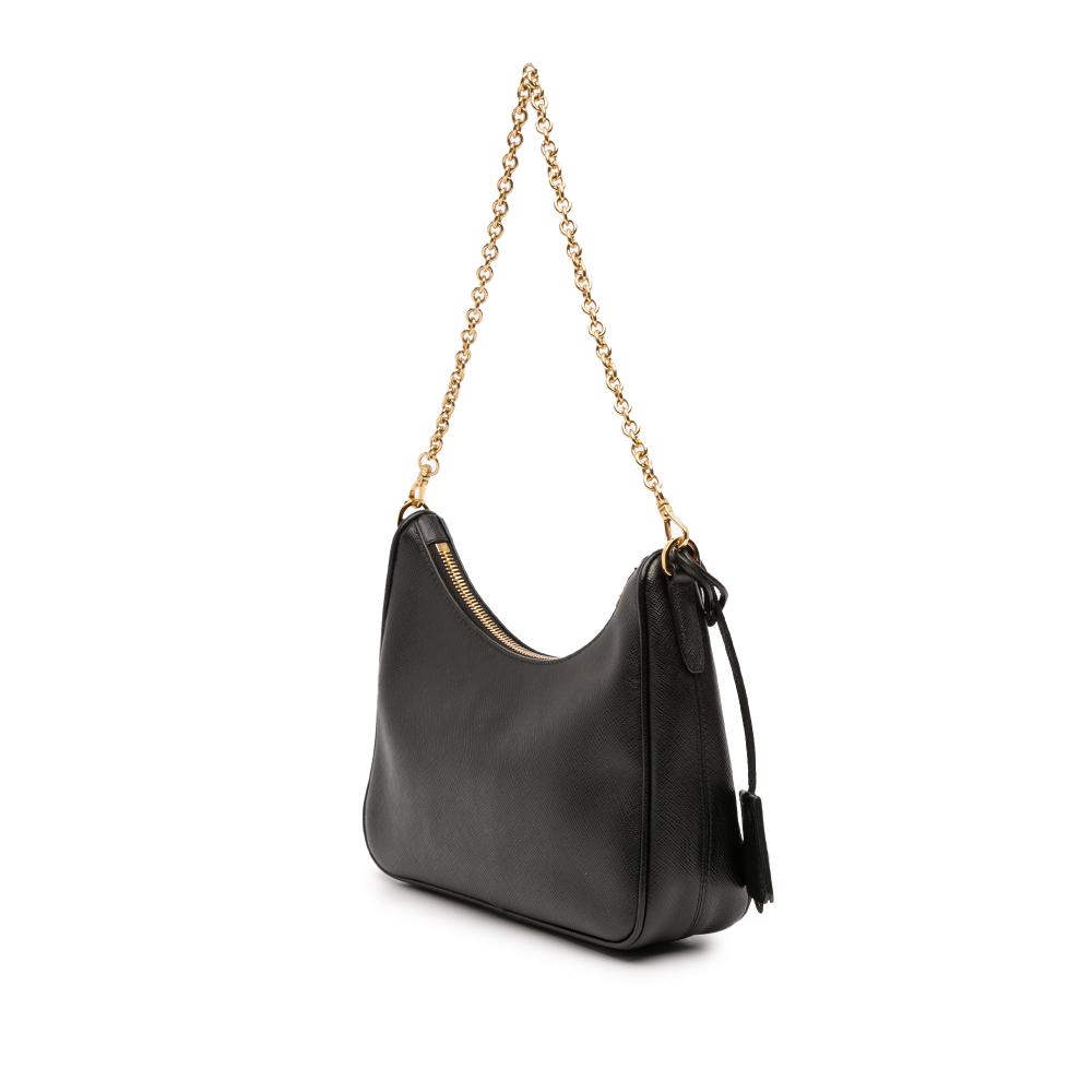 Prada B Prada Black Saffiano Leather Re Edition 2005 Satchel Italy