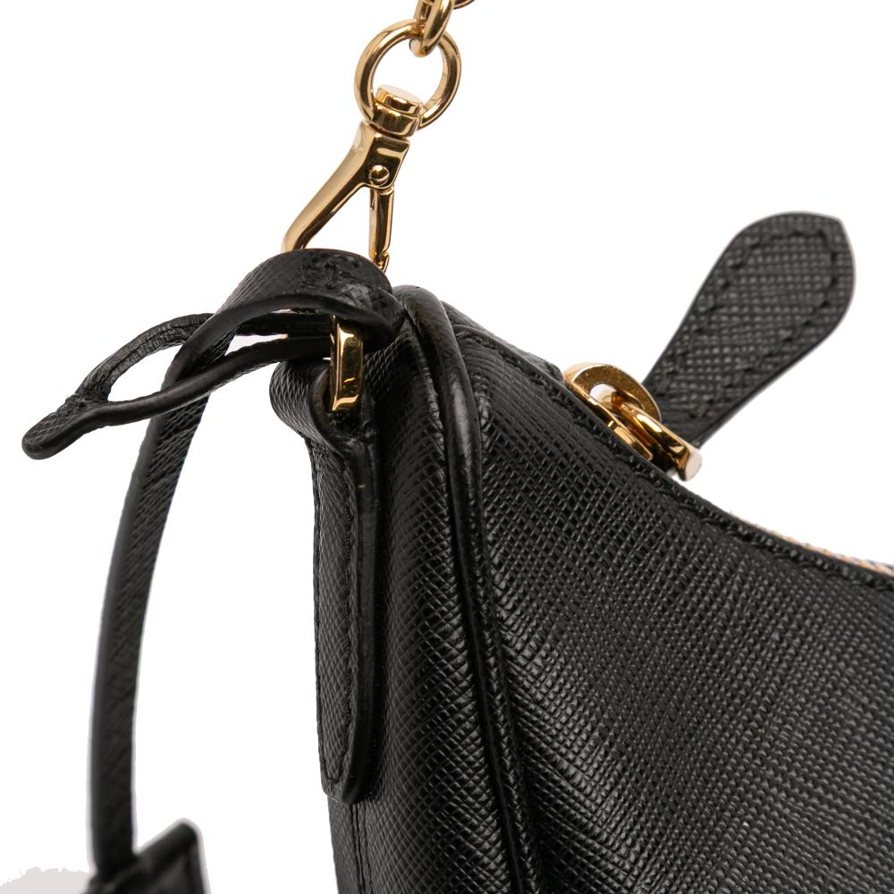 Prada B Prada Black Saffiano Leather Re Edition 2005 Satchel Italy
