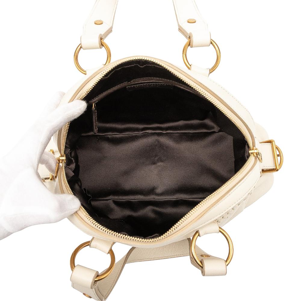 Saint Laurent B Saint Laurent Brown Light Beige Calf Leather Muse Satchel Italy