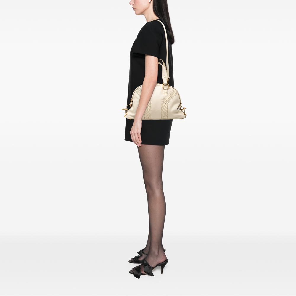 Saint Laurent B Saint Laurent Brown Light Beige Calf Leather Muse Satchel Italy