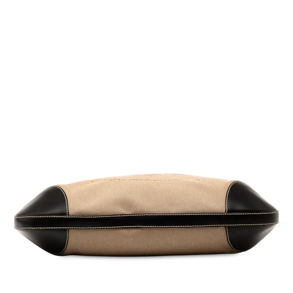 Prada B Prada Brown Beige Canvas Fabric Canapa Logo Hobo Italy