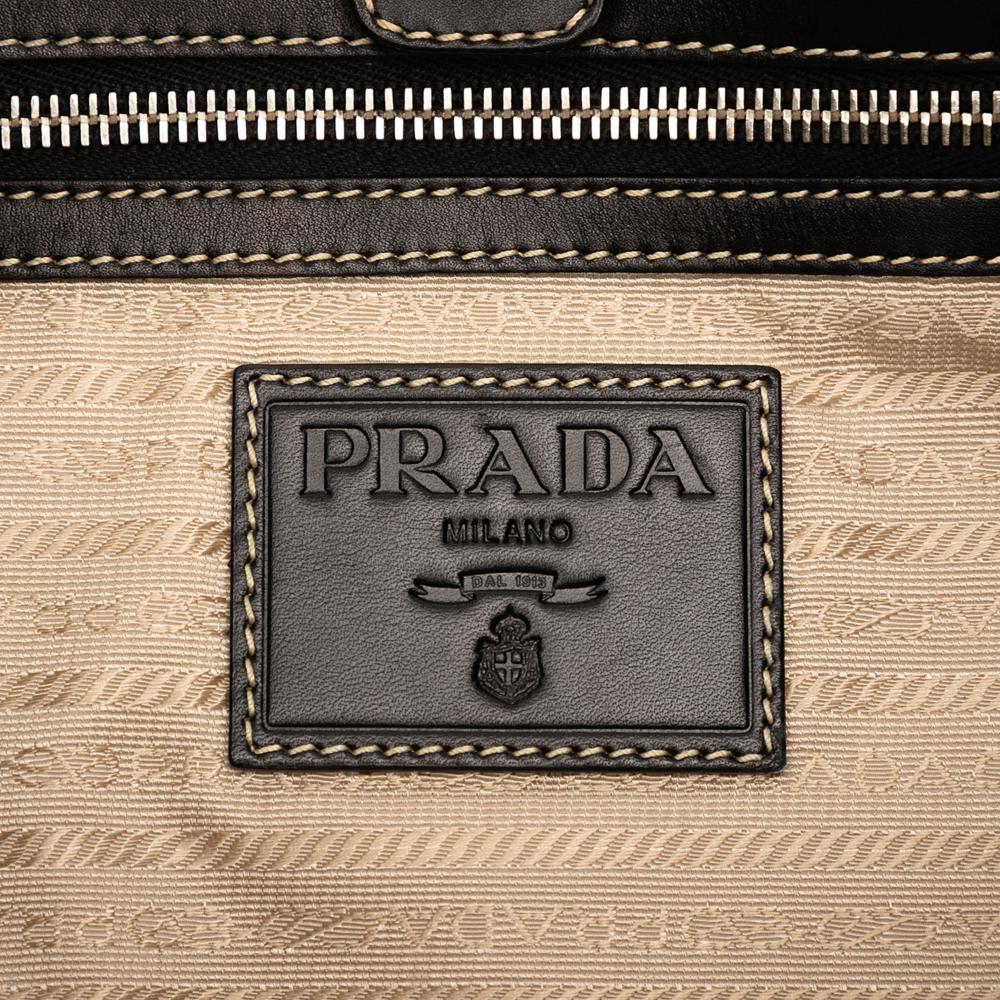 Prada B Prada Brown Beige Canvas Fabric Canapa Logo Hobo Italy