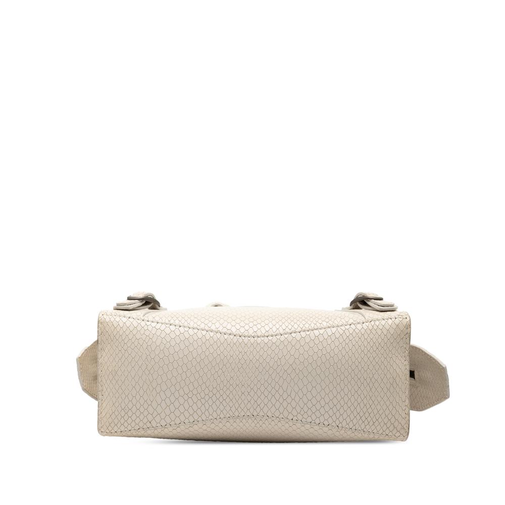 Balenciaga B Balenciaga White Ivory Calf Leather Mini Python Embossed skin Neo Classic City Satchel Italy