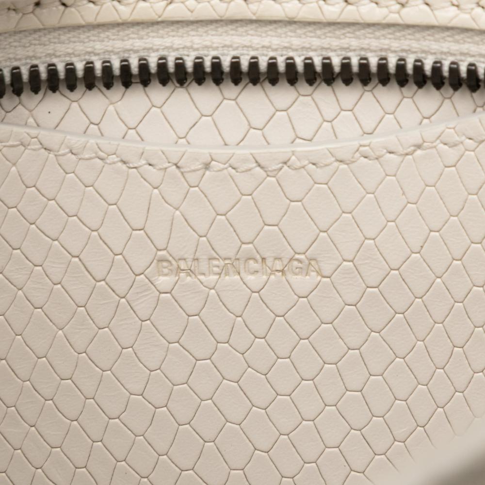 Balenciaga B Balenciaga White Ivory Calf Leather Mini Python Embossed skin Neo Classic City Satchel Italy