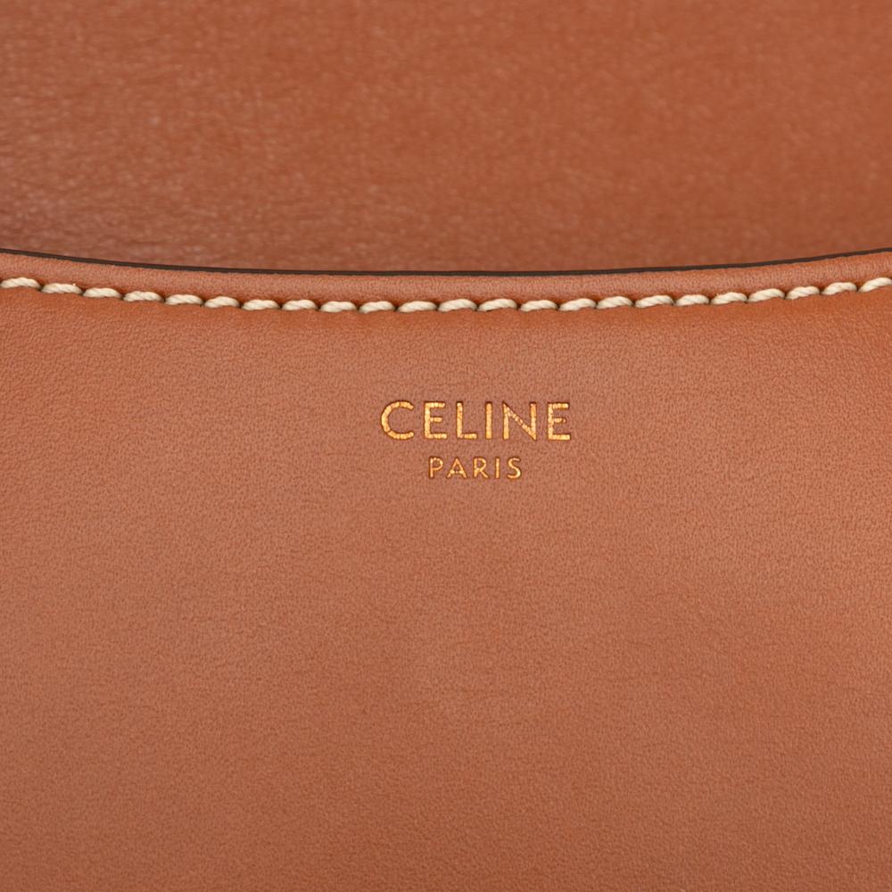 Celine AB Celine Blue with Brown Jacquard Fabric Small Maillon Triomphe and Calfskin Crecy Crossbody Italy