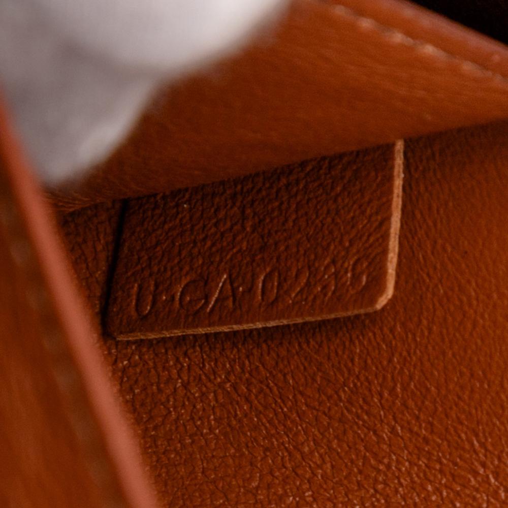 Celine AB Celine Blue with Brown Jacquard Fabric Small Maillon Triomphe and Calfskin Crecy Crossbody Italy