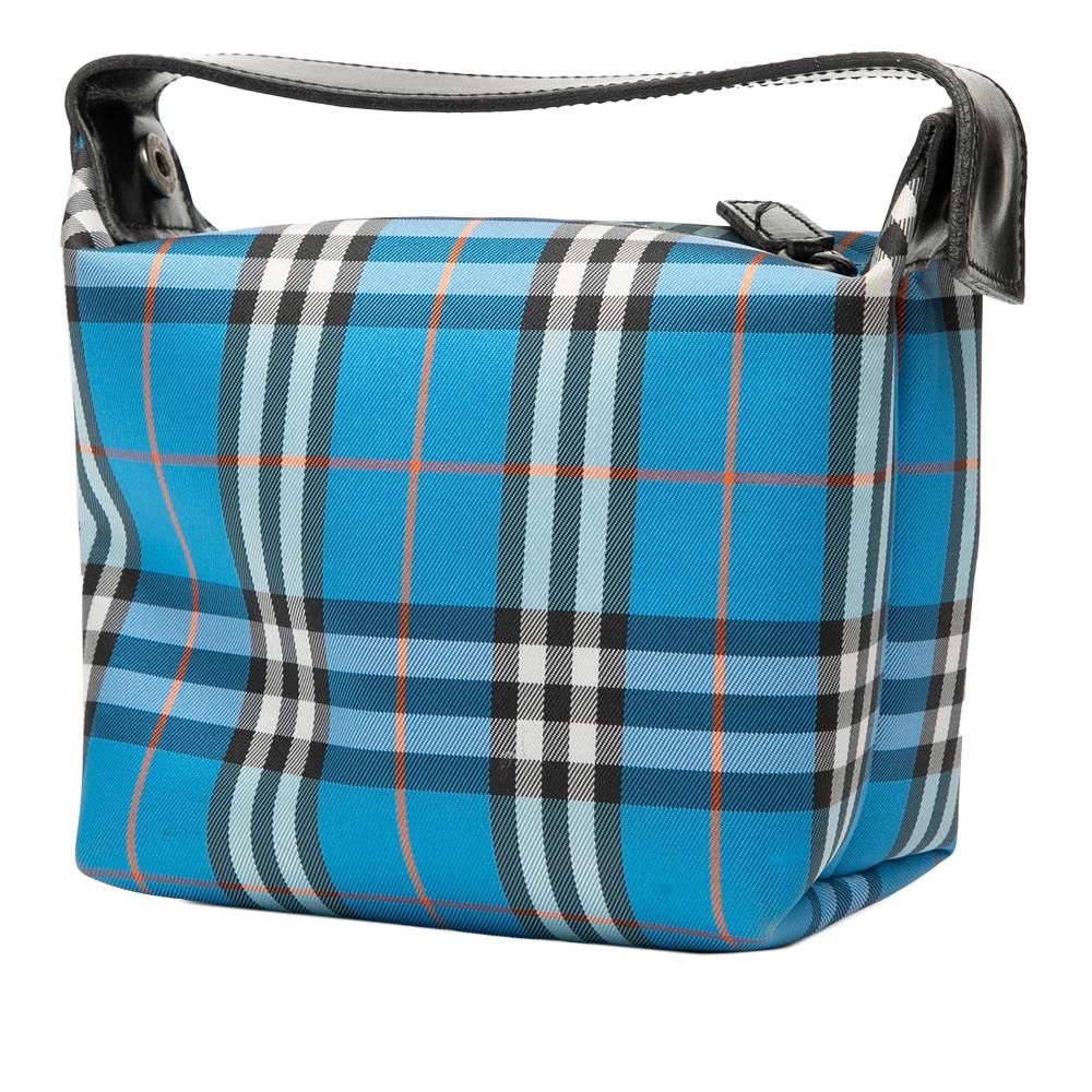 Burberry B Burberry Blue Canvas Fabric Mini House Check Handbag Italy