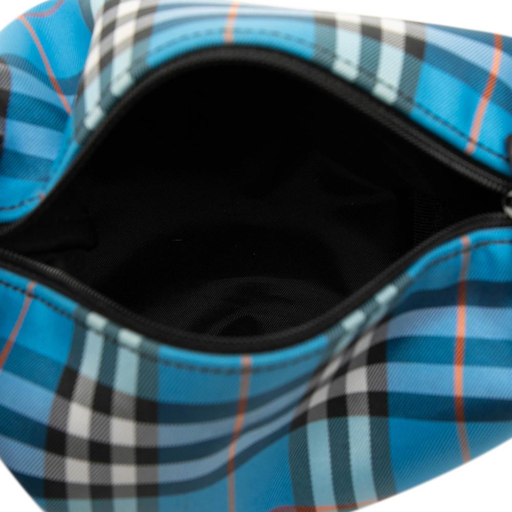 Burberry B Burberry Blue Canvas Fabric Mini House Check Handbag Italy