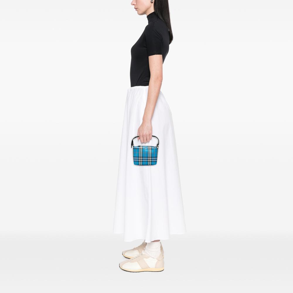 Burberry B Burberry Blue Canvas Fabric Mini House Check Handbag Italy