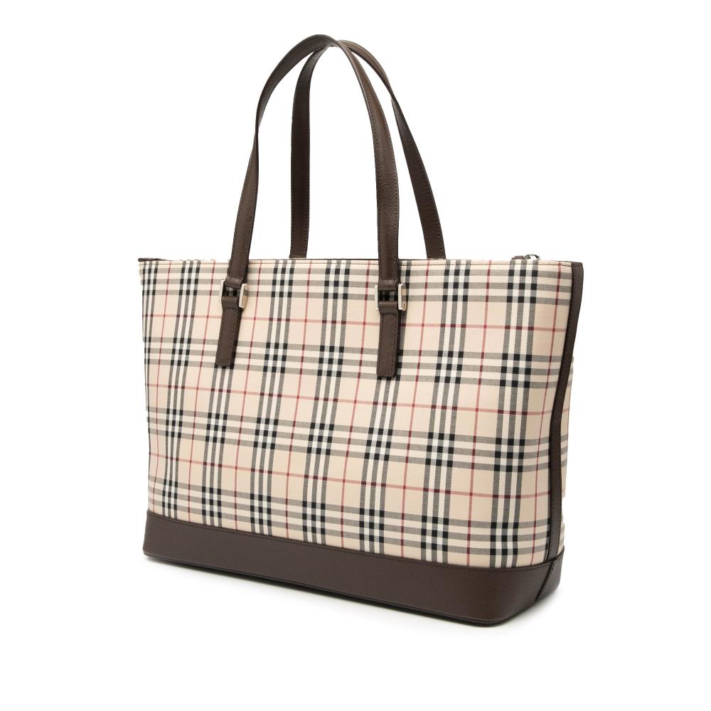 Burberry B Burberry Brown Beige Canvas Fabric House Check Tote United Kingdom