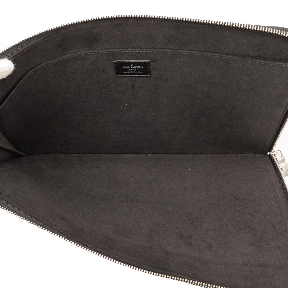 Louis Vuitton B Louis Vuitton Black Calf Leather Taurillon Initials Circle Pochette Jour GM France