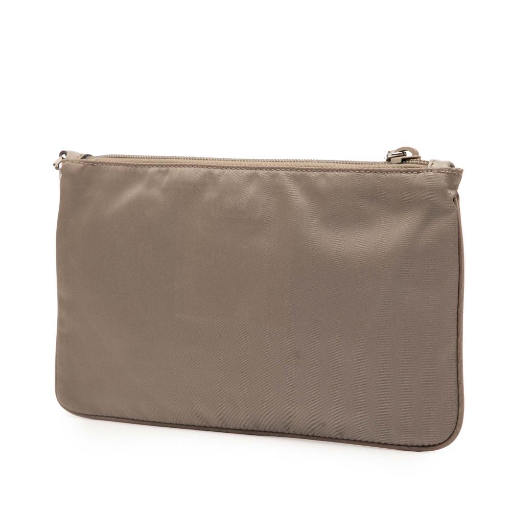 Prada AB Prada Brown Taupe Nylon Fabric Tessuto Clutch China