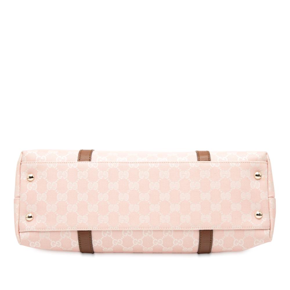 Gucci B Gucci Pink Light Pink Canvas Fabric GG Tote Italy