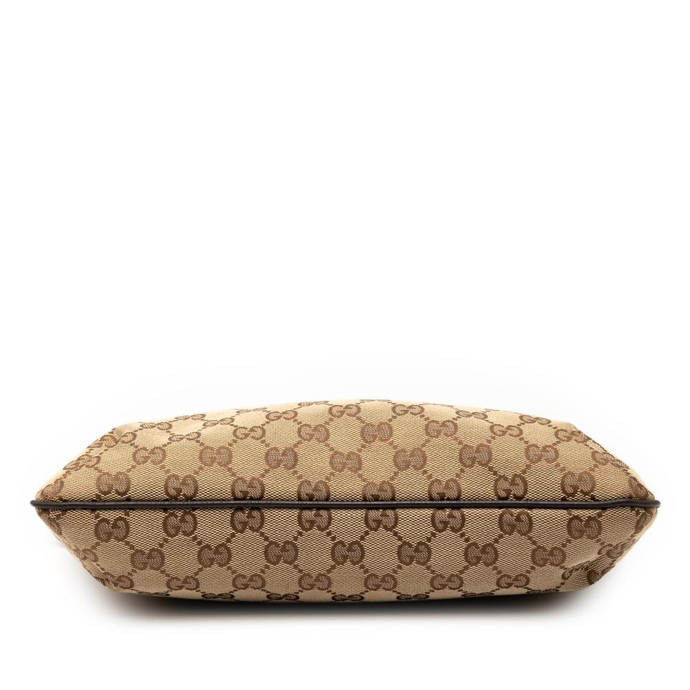 Gucci AB Gucci Brown Beige Canvas Fabric GG Web Crossbody Italy