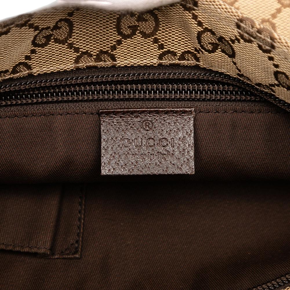 Gucci AB Gucci Brown Beige Canvas Fabric GG Web Crossbody Italy