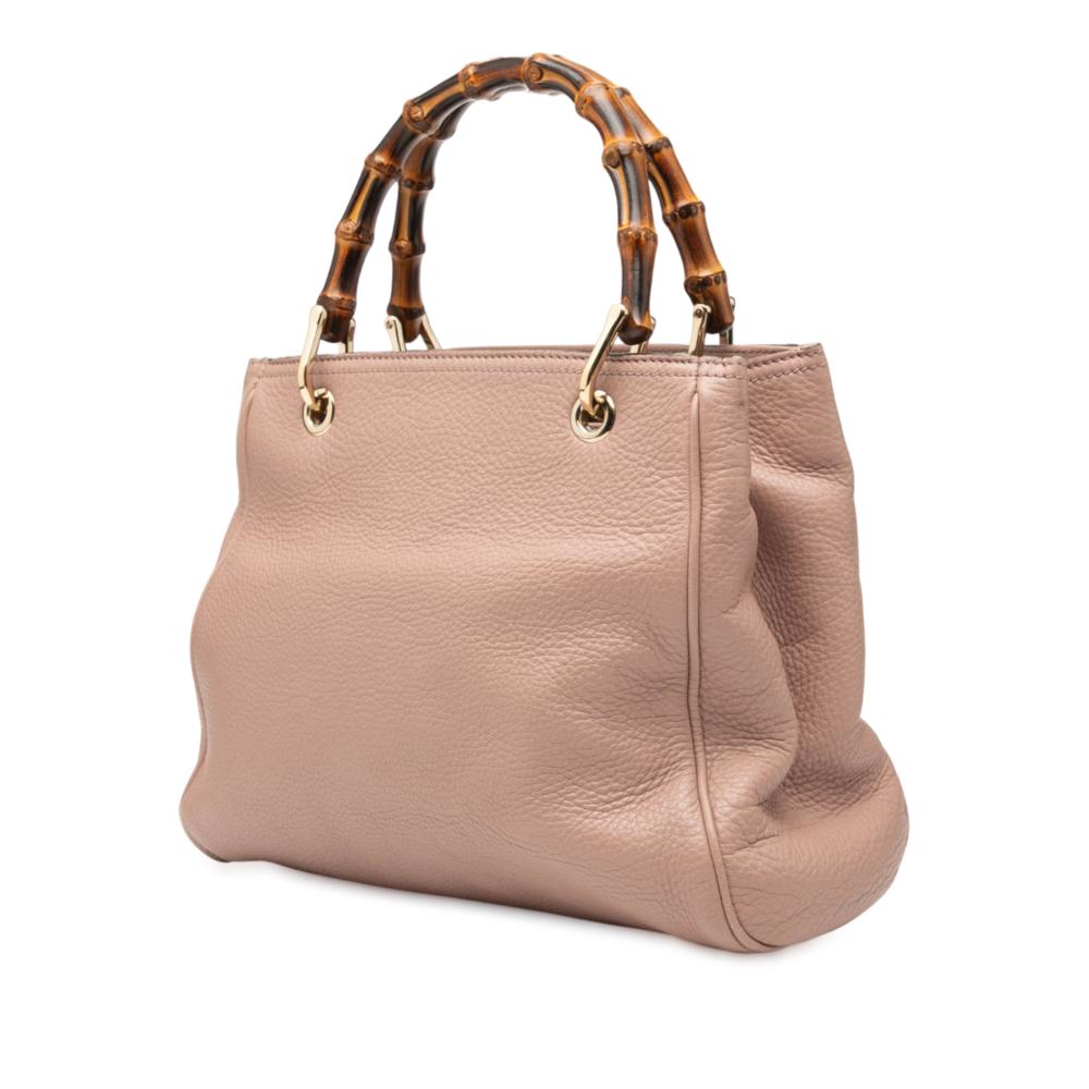 Gucci AB Gucci Pink Calf Leather Small skin Bamboo Shopper Satchel Italy