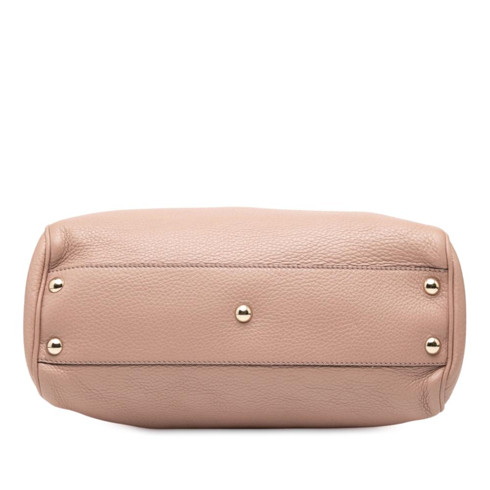 Gucci AB Gucci Pink Calf Leather Small skin Bamboo Shopper Satchel Italy