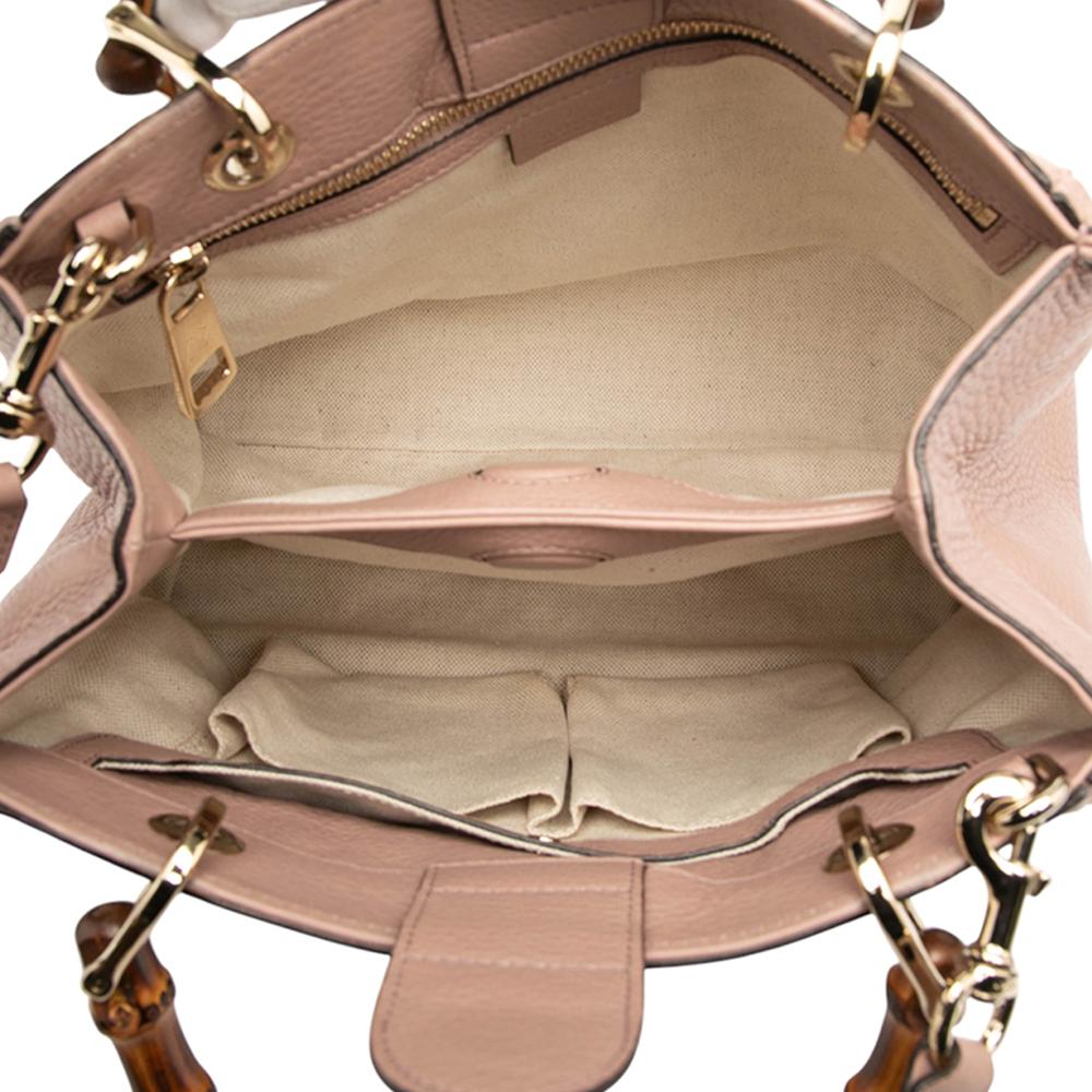 Gucci AB Gucci Pink Calf Leather Small skin Bamboo Shopper Satchel Italy