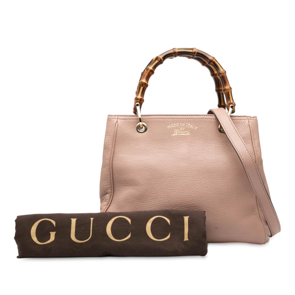 Gucci AB Gucci Pink Calf Leather Small skin Bamboo Shopper Satchel Italy