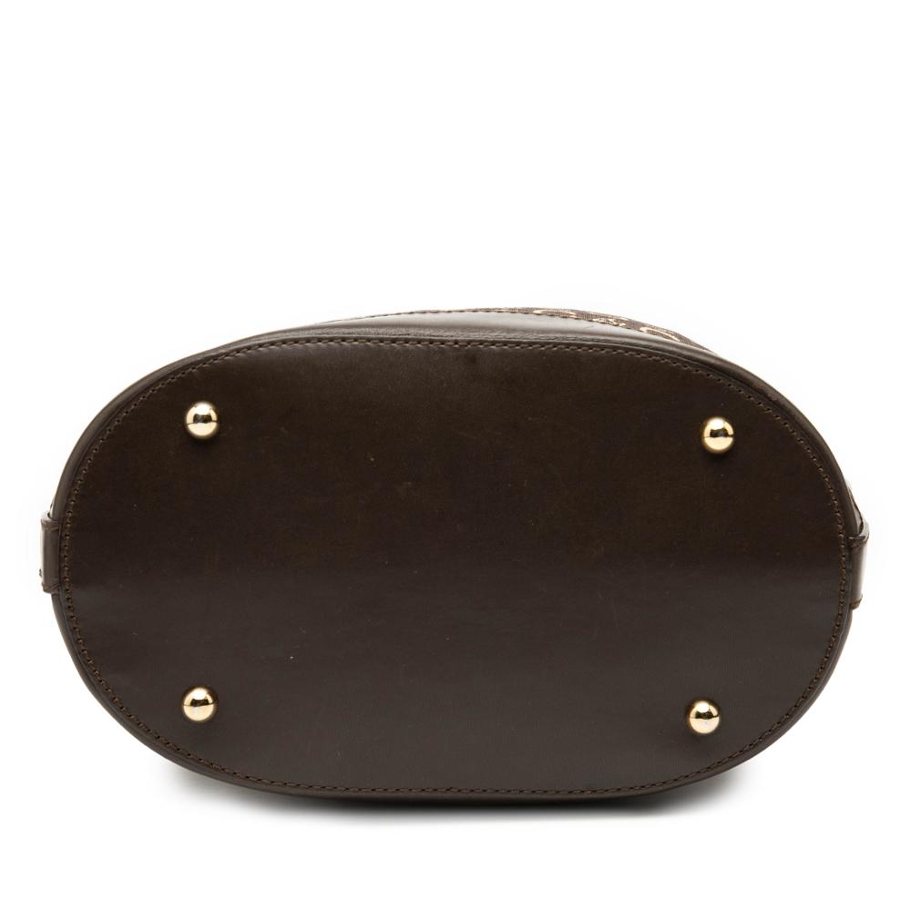 Celine B Celine Brown Dark Brown Canvas Fabric C Macadam Bucket Bag Italy