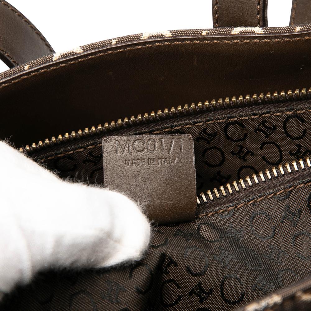 Celine B Celine Brown Dark Brown Canvas Fabric C Macadam Bucket Bag Italy