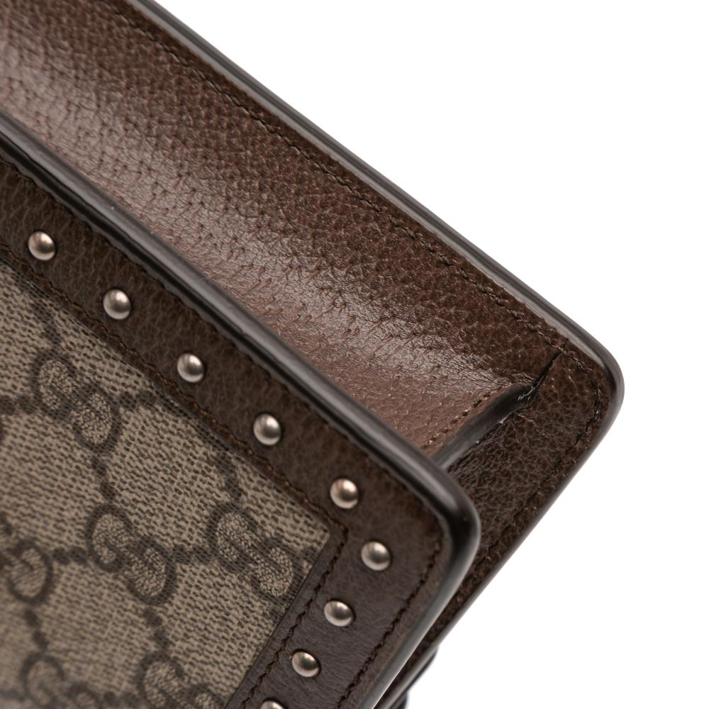 Gucci AB Gucci Brown Beige Coated Canvas Fabric Mini GG Supreme Studs Dionysus Crossbody Italy