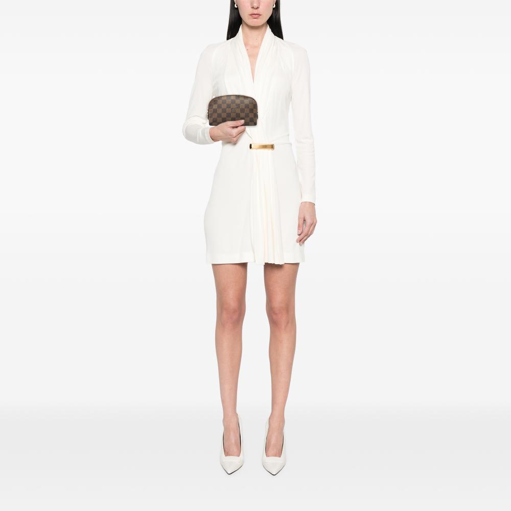 Louis Vuitton AB Louis Vuitton Brown Damier Canvas Fabric Damier Ebene Cosmetic Pouch PM Spain