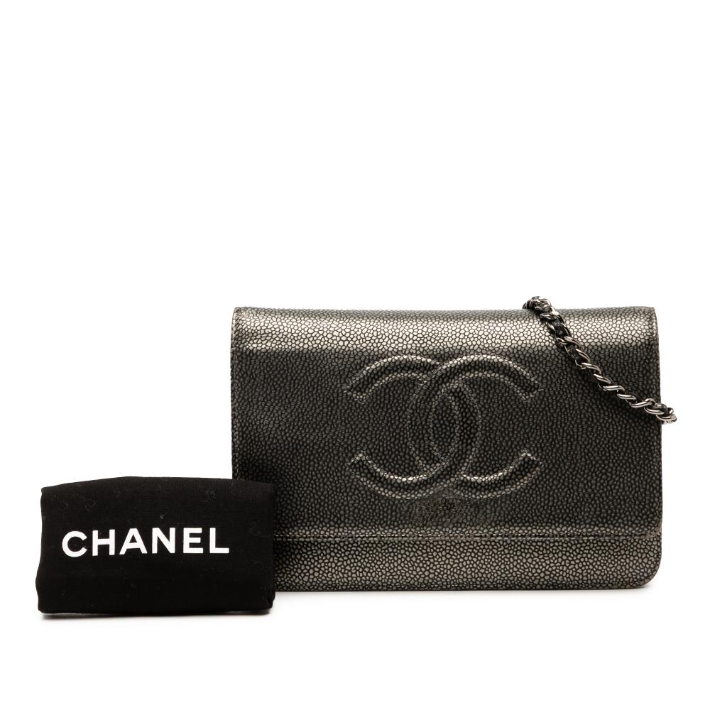 Chanel B Chanel Black Caviar Leather Leather CC Metallic Caviar Wallet on Chain Spain