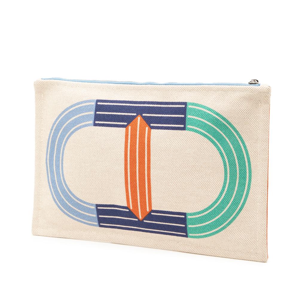 Hermès AB Hermès Brown Beige with Multi Canvas Fabric Large H Maillon Marin case France