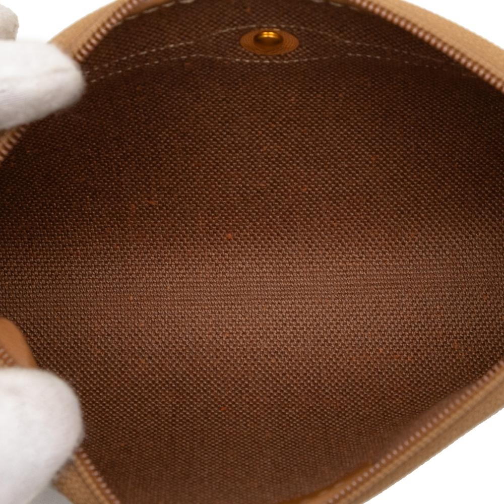 Christian Dior AB Dior Brown Beige Coated Canvas Fabric Honeycomb Pouch France