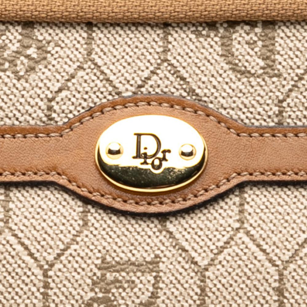 Christian Dior AB Dior Brown Beige Coated Canvas Fabric Honeycomb Pouch France