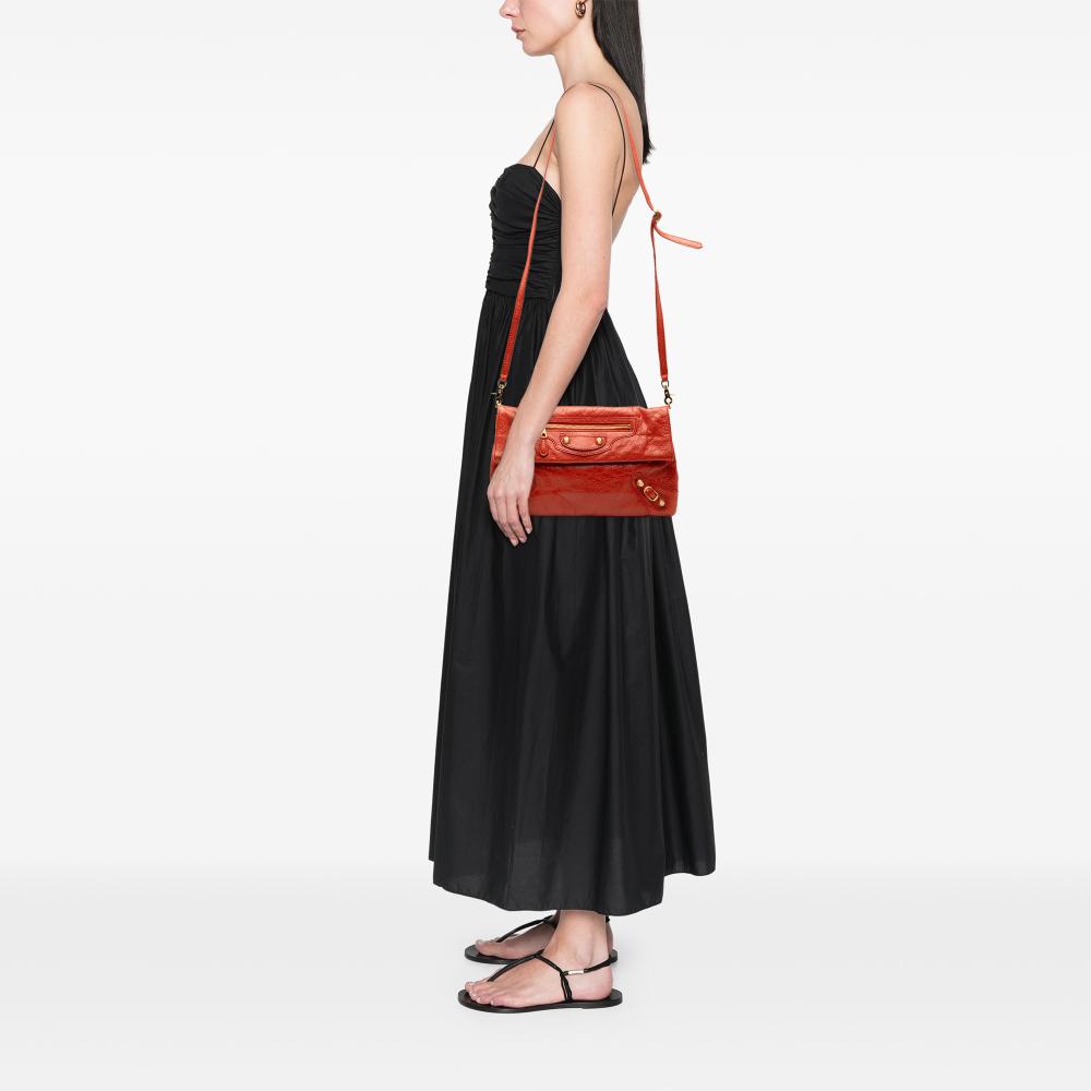 Balenciaga Red Lambskin Leather Leather Lambskin Motocross Giant 12 Envelope Clutch With Strap Italy