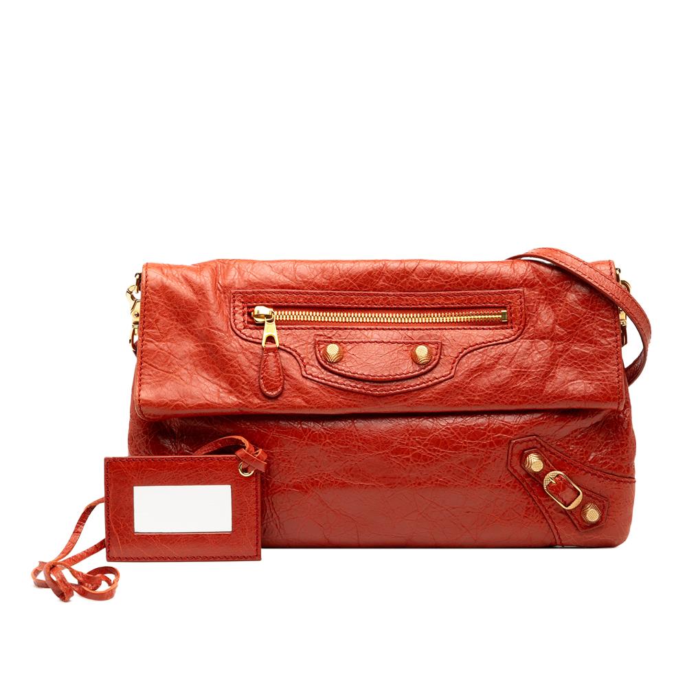 Balenciaga Red Lambskin Leather Leather Lambskin Motocross Giant 12 Envelope Clutch With Strap Italy