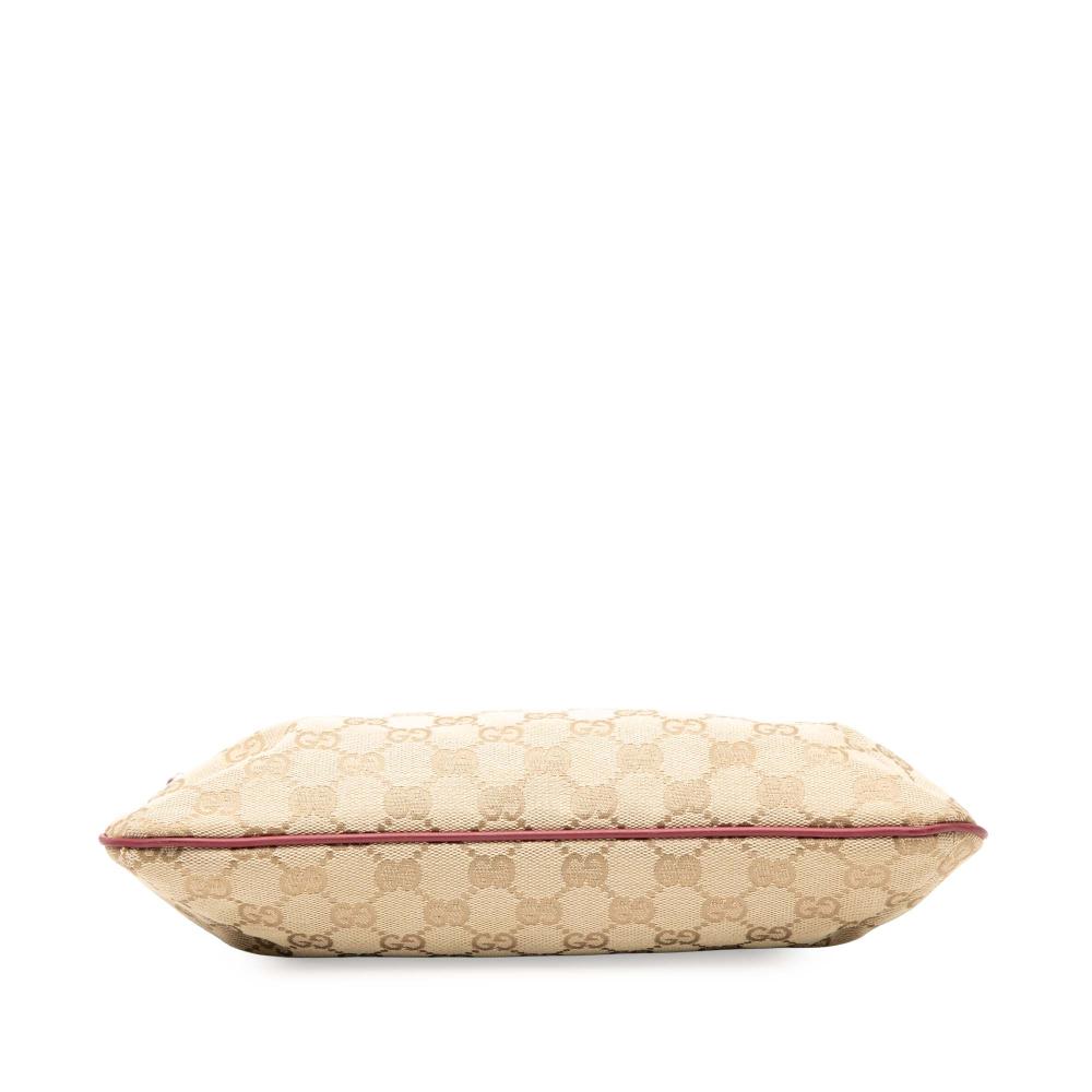 Gucci B Gucci Brown Beige with Red Canvas Fabric GG Web Crossbody Italy