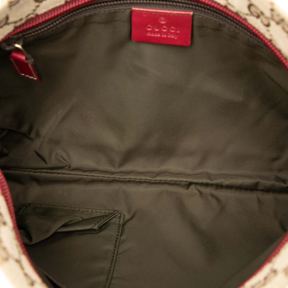 Gucci B Gucci Brown Beige with Red Canvas Fabric GG Web Crossbody Italy