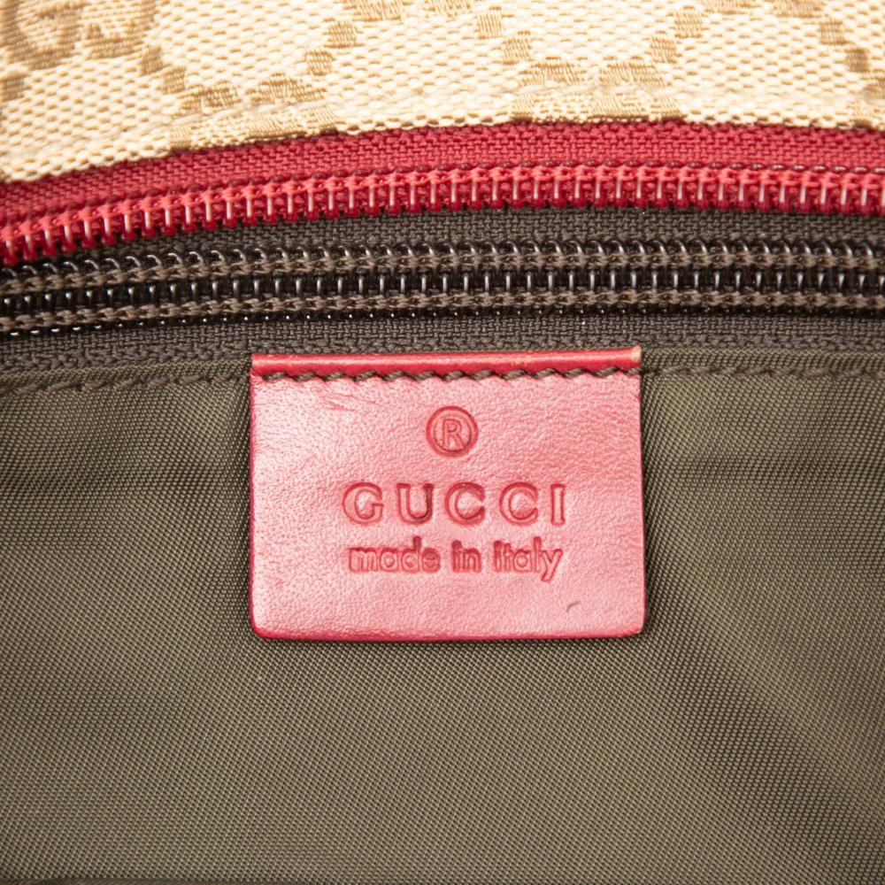 Gucci B Gucci Brown Beige with Red Canvas Fabric GG Web Crossbody Italy