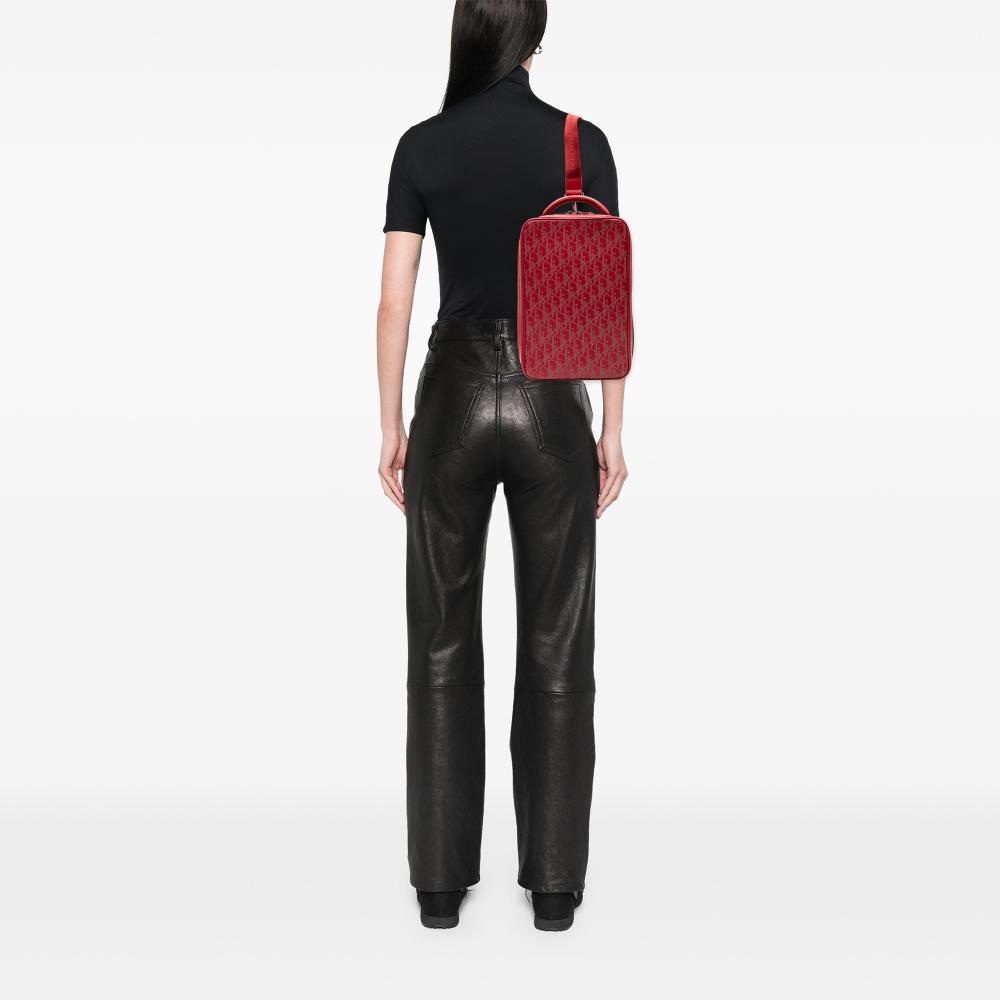 Christian Dior AB Dior Red Calf Leather Oblique Perforated skin Galaxy World Tour Shoe Case Italy