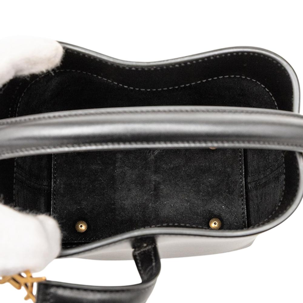 Saint Laurent B Saint Laurent Black Calf Leather Mini Shiny skin Le 37 Bucket Bag Italy