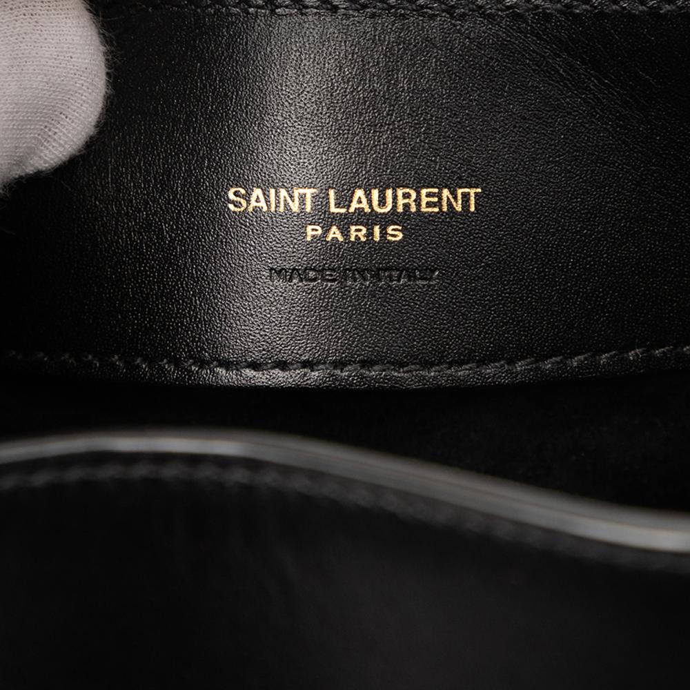 Saint Laurent B Saint Laurent Black Calf Leather Mini Shiny skin Le 37 Bucket Bag Italy