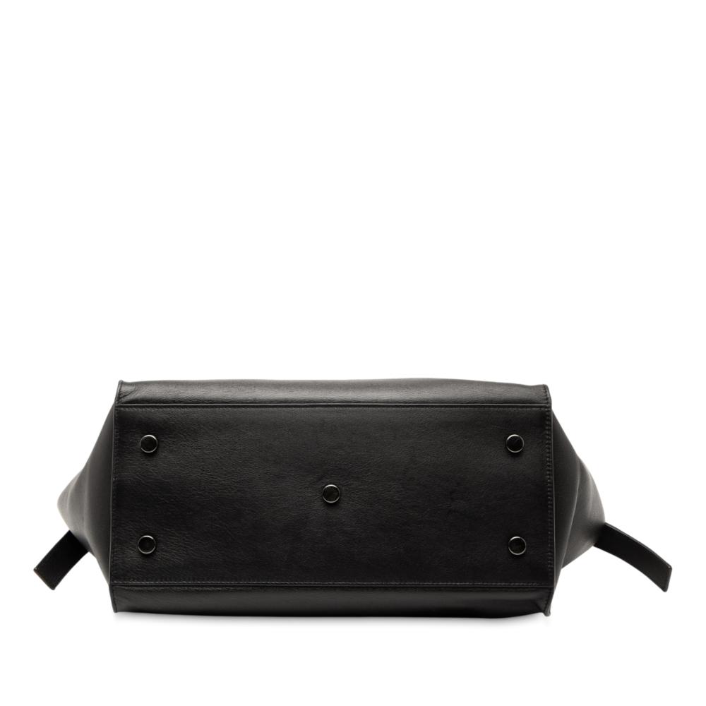 Saint Laurent B Saint Laurent Black Calf Leather Small Monogram Downtown Cabas Satchel Italy