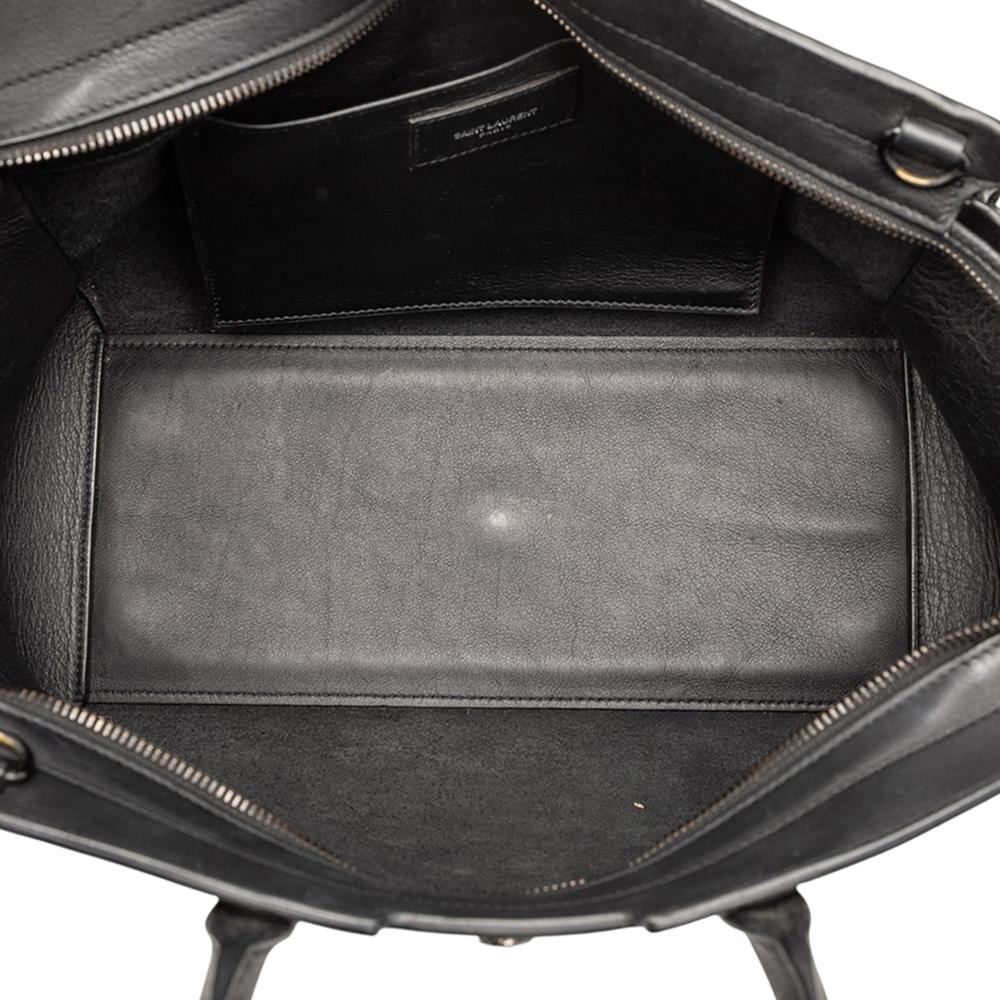 Saint Laurent B Saint Laurent Black Calf Leather Small Monogram Downtown Cabas Satchel Italy