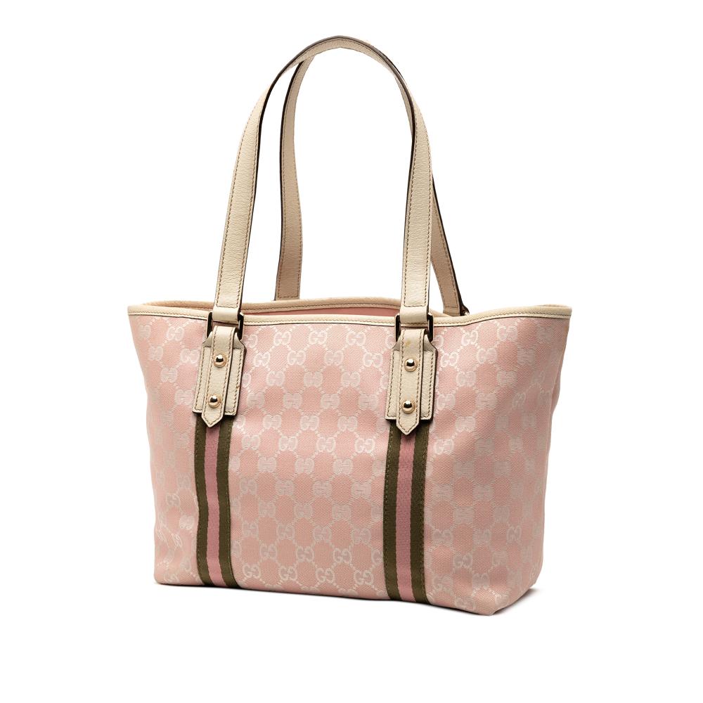 Gucci B Gucci Pink Canvas Fabric GG Jolicoeur Tote Italy