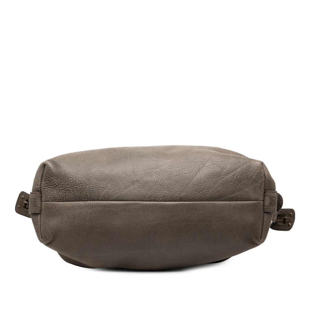 Gucci B Gucci Gray Dark Gray Calf Leather Medium Bamboo Bar Tote Italy