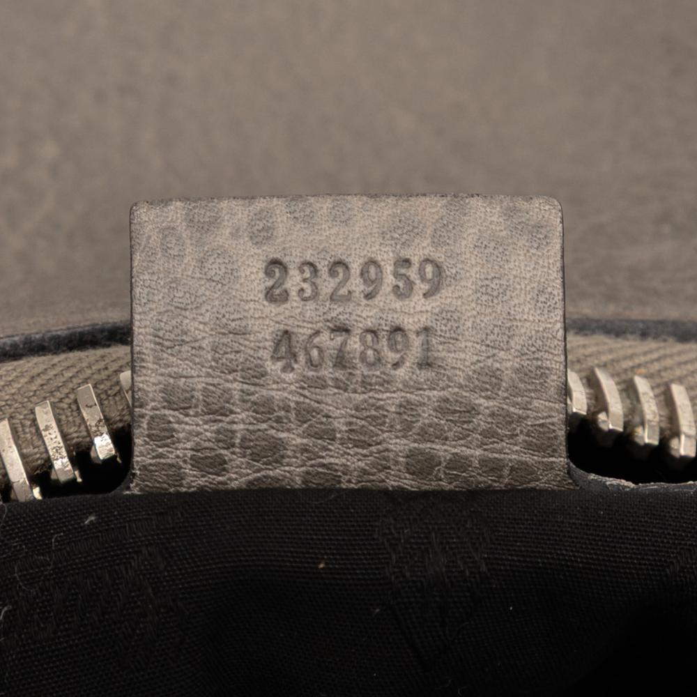 Gucci B Gucci Gray Dark Gray Calf Leather Medium Bamboo Bar Tote Italy